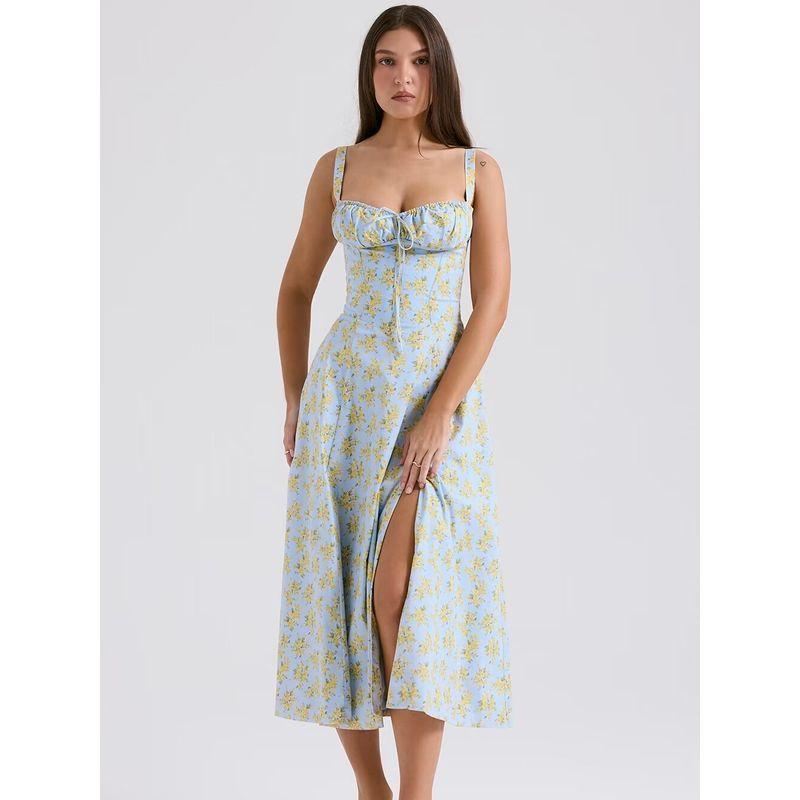 House of French Pastoral Sling Dress Drawstring