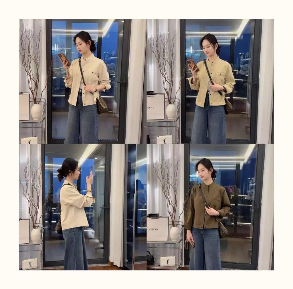 Women's Casual Versatile Stand Collar Jacket - Korean Style Spring/Autumn Loose Baseball Uniform Top