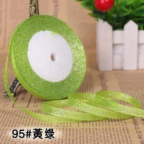 25Yards 6mm Multicolor Silk Satin Organza Ribbon Glossy Glitter Ribbon Wedding Cake Gift Decoration Crafts Garment Accessories
