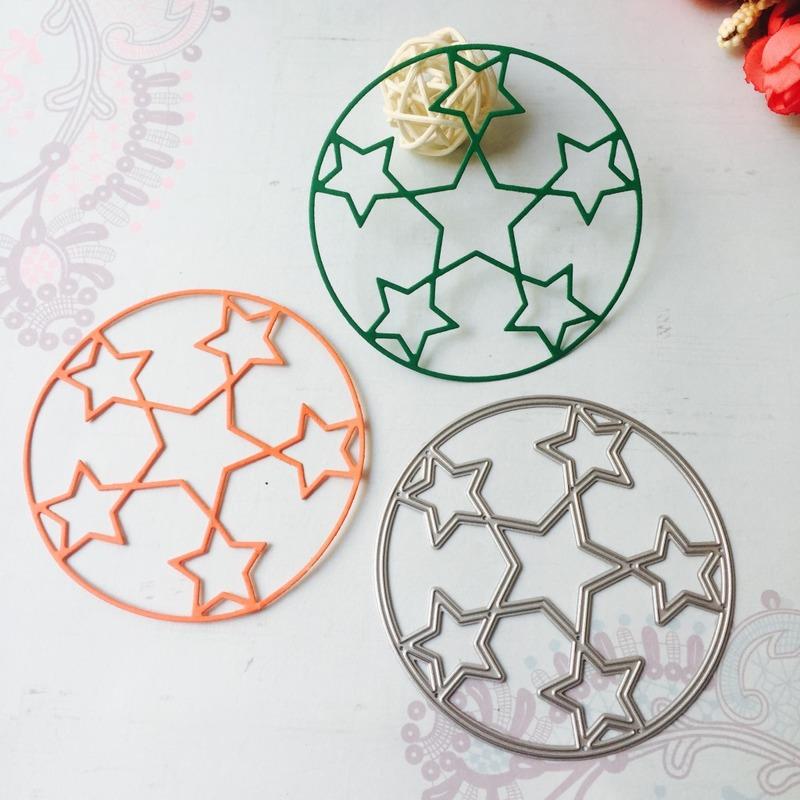 2Pcs Circle Five-pointed Star Metal Cutting Dies Paper Cut Card Making Template for DIY Scrapbooking Decorative Craft Mold Diecuts