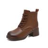 2025 leather velvet autumn and winter new women's thick heel French retro Martin boots British style platform fashion short boots