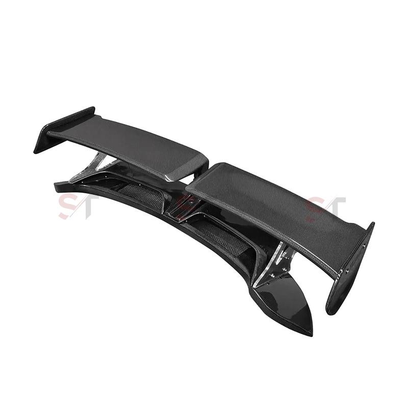 Porsche 911 992 Carbon Fiber Rear Spoiler with Techart Style Double Layer Wing (19+)