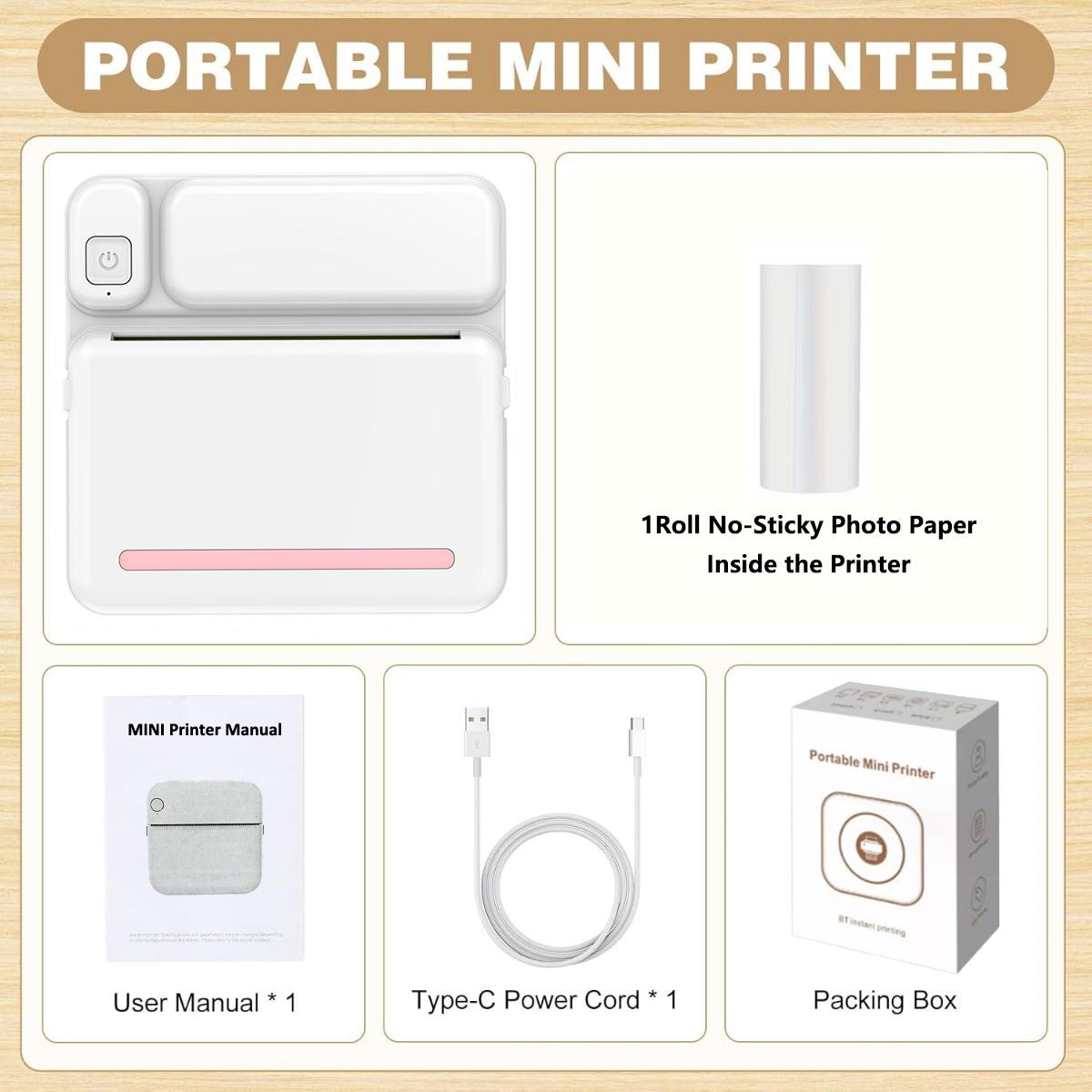 

Sticker Printer, Mini Thermal Printer Bluetooth Portable Sticker Maker Print Paper,for Notes, Pictures, Labels, DIY, Multiple Templates Pink Printer амаранту рожевого кольору