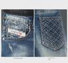 Men's Ripped Embroidered Skinny Jeans - Fashionable Elastic Slim Fit Pants