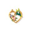 2 Pcs Waterproof 304 Stainless Steel Charms 18K Gold Plated Flower Heart Hummingbird Clear Rhinestone Pendants For DIY Necklace