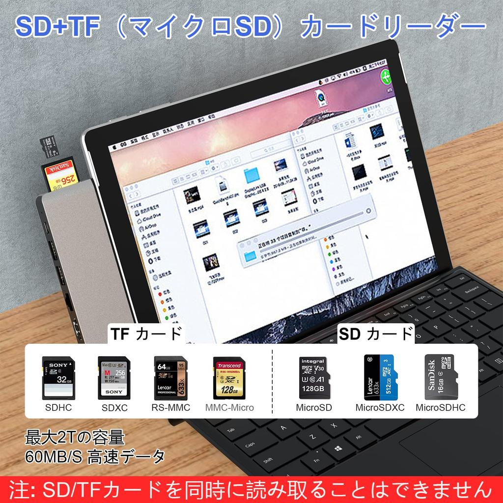 Surface Pro USB Hub Thunerbolt 4 Display 40G Data 100W 100M LAN Card Slot Surface Pro9 Hub Triple Display Surface Pro Accessories 9/10/11 USB-C