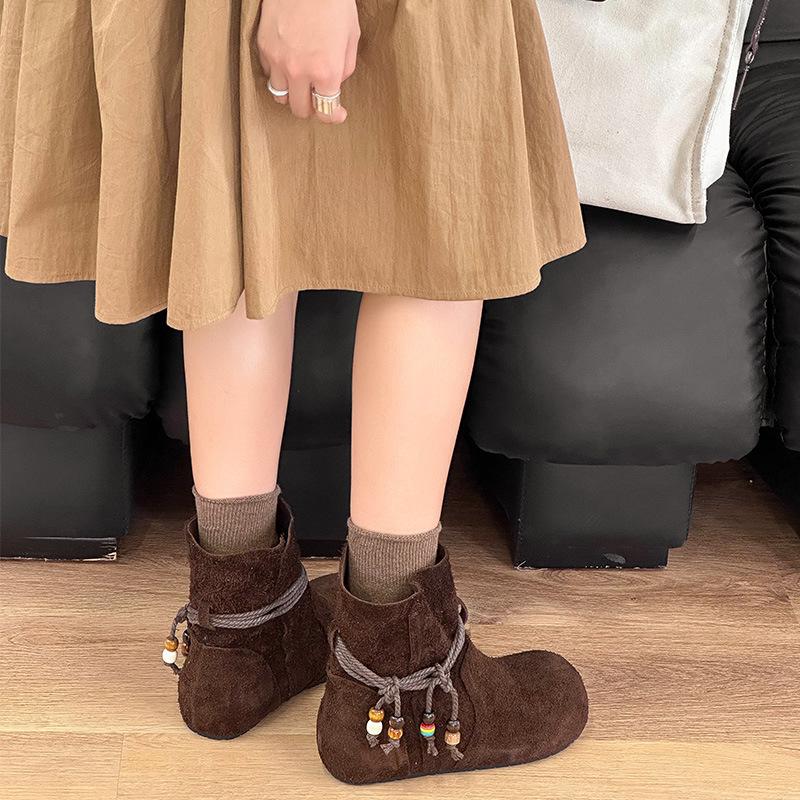 Autumn and Winter New Inner Height-increasing Short Boots Women's Versatile Retro Boots Casual Martin Boots Flat-heeled Thin Boots