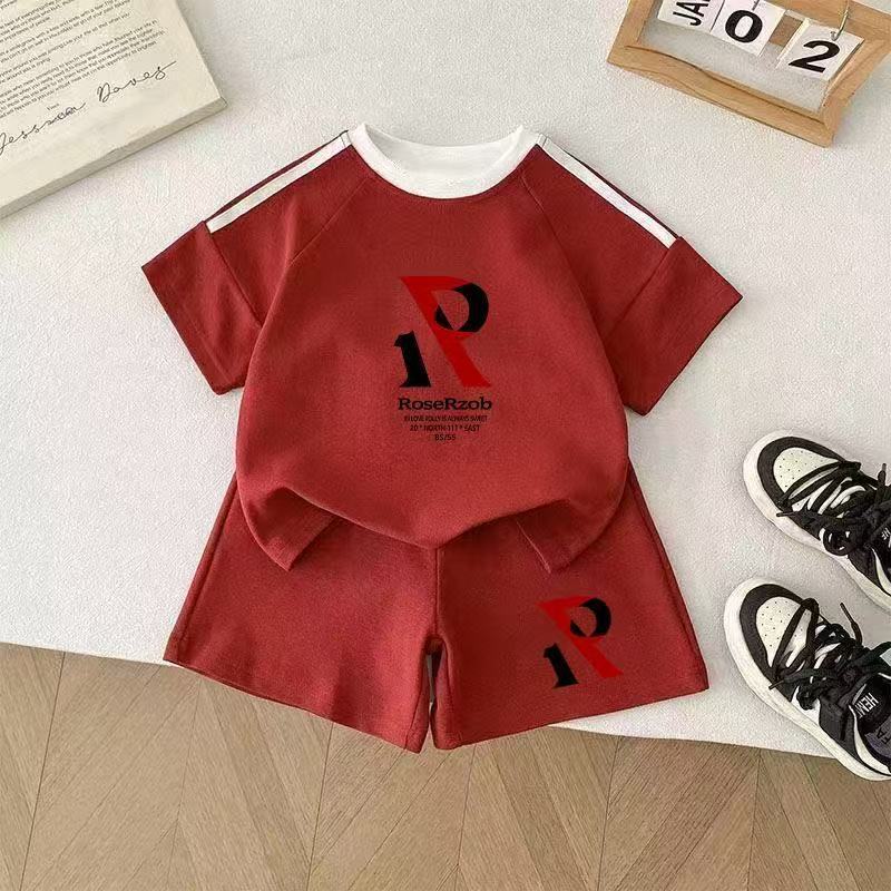 Boys' Summer Outfit Set Fashionable Printed T-shirt Children's Short Sleeved Two-piece Set