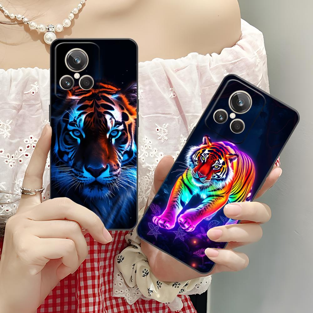 Tiger Neon Mobile Cell Phone Case for Realme GT 8 Neo Pro C75 73 71 C67 65 C55 53 C35 31 C20 15 Colorful Printing Cover Cover