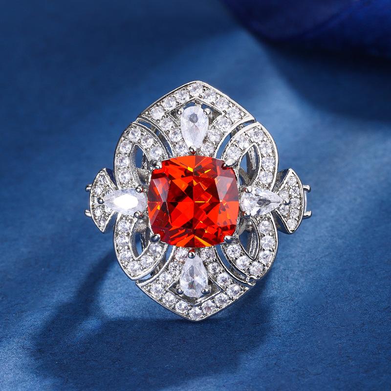 Schmuck Kupferboden Vergoldet Simulationsfarbe Schatz Quadrat Temperament Luxusring Damen 10 * 10