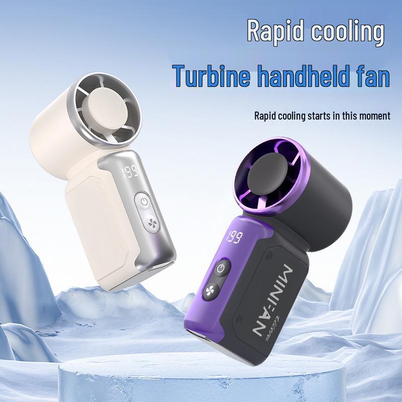 Portable Mini High-Speed Digital Display Handheld Fan for Outdoor Cycling