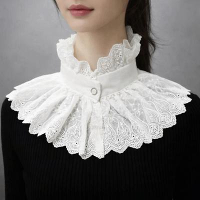 Removable Hollow Embroidery Fake Collar High Neck Soft Detachable Collar Detachable Lightweight Ruffle Collar Blouse Decoration