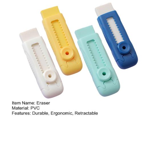 4Pcs Retractable Sliding Pencil Eraser Large Eraser with Plastic Sleeve Push-Pull Erasers for Kids Students School Office Supplies