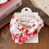 Red Scrunchies Cherry Plaid Girls Elastic Hair Bands Red Bow Polka Dot Heart Hair Rope Ties Ponytail Holder Rubber Band Headwear
