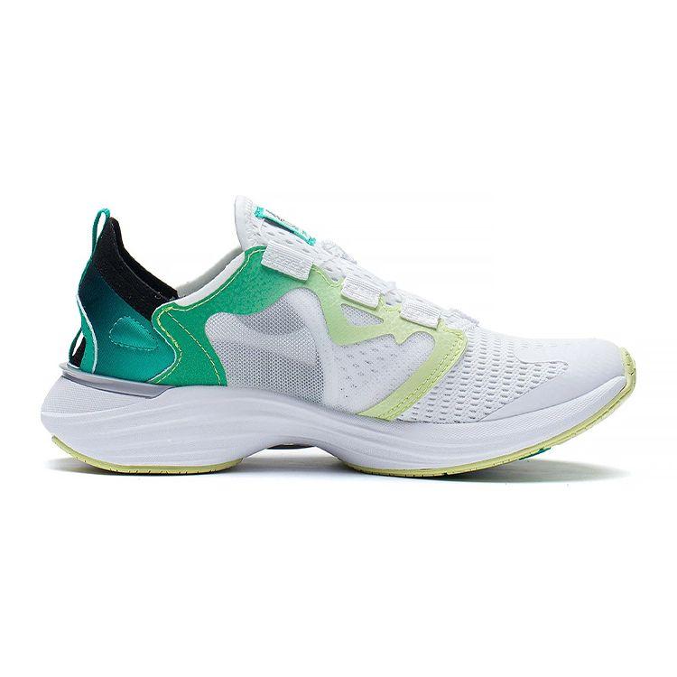 Li Ning Childrens Canglan Non-Slip Shock Absorbing Wear-Resistant Rebound Low-Top Running Shoes Kids Sneaker White Green YKFS022-1