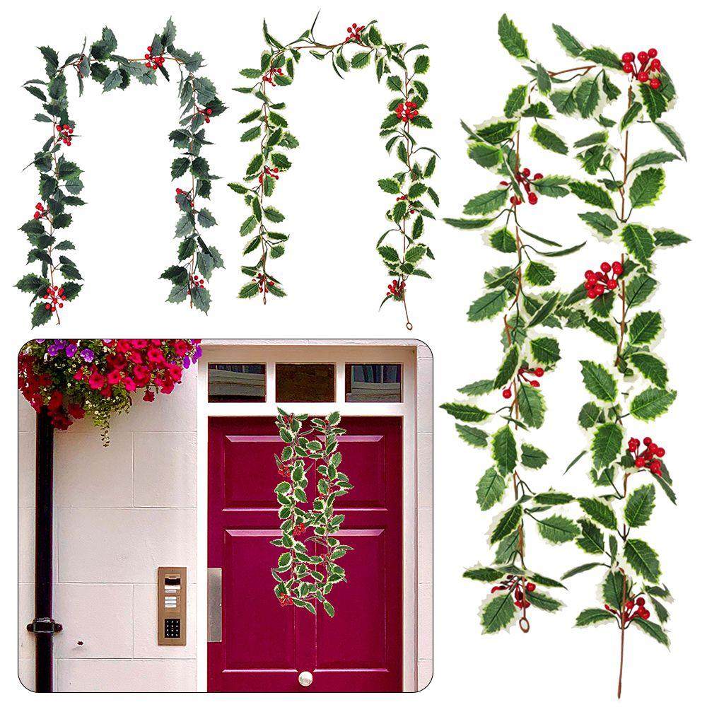 

Гирлянда венок декор для вечеринки искусственный лист падуба шишковидная лоза красные ягоды рождественская нить ротанг