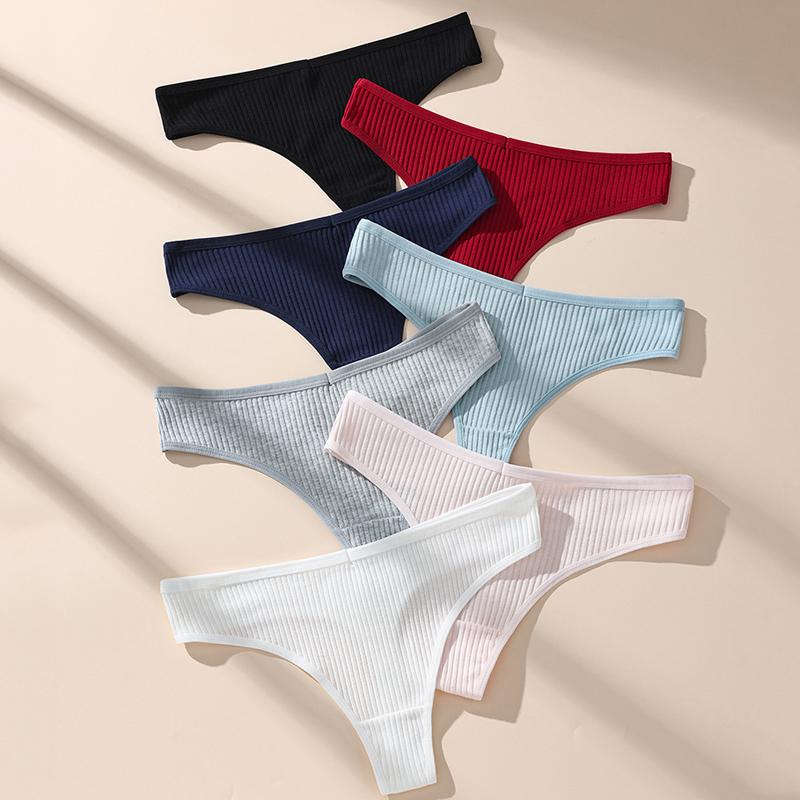 7 Τεμ. Γυναικεία Σλιπ Thong Βαμβακερά Ριγέ Εσώρουχα Σέξι Γυναικεία Εσώρουχα Μονόχρωμα Εσώρουχα Άνετα Σλιπ Μαλακά Hot G-Strings S-XL