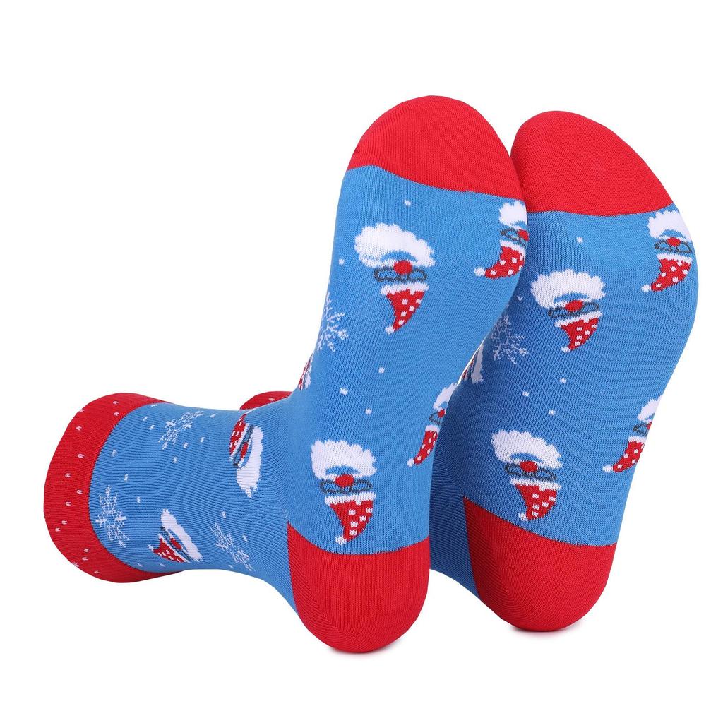 Festive Mid-Calf Christmas Socks - Santa & Elk Design