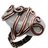 Moonstone Natural Gemstone Copper Wire-Wrapped Ring US Size-7 A226
