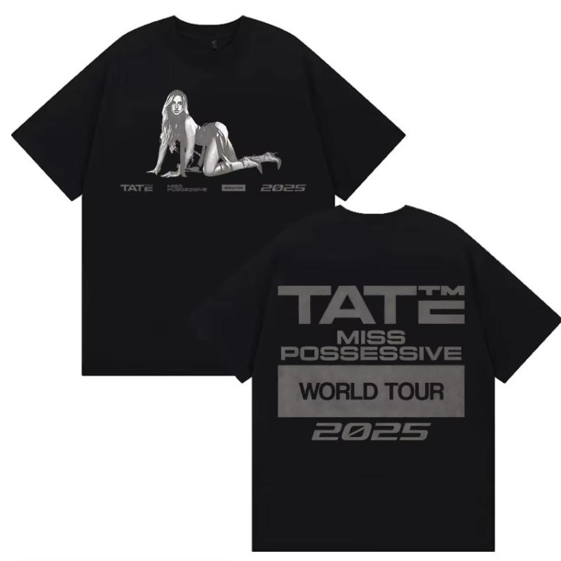 

Unisexs and Womens hiphop fashion cotton short sleeved Tshirt street wear s retro Tate McRae Miss Possession Tour new Tshirt S