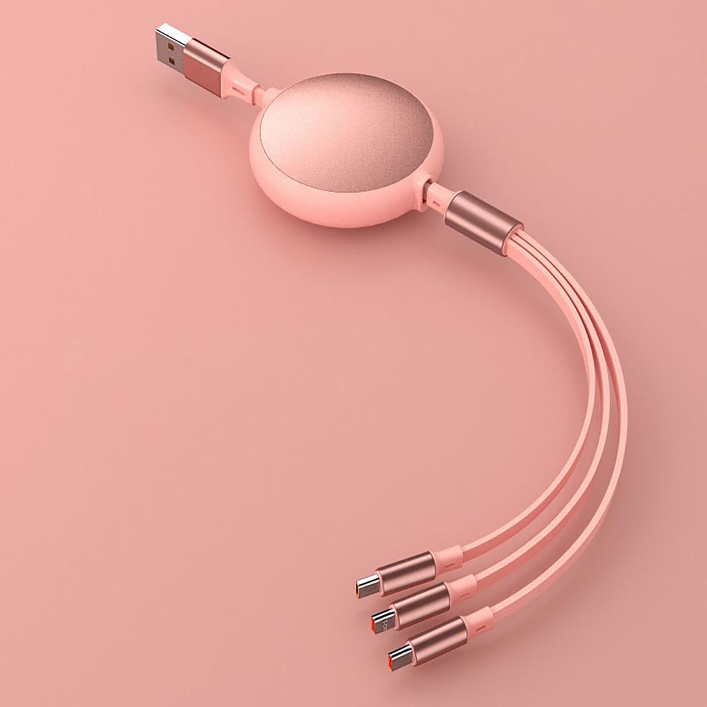 Retractable Multi USB Cable 3 In 1 100w Super Fast Charging Cable with 5 Gear Length for Type-C/Android/IOS Interface
