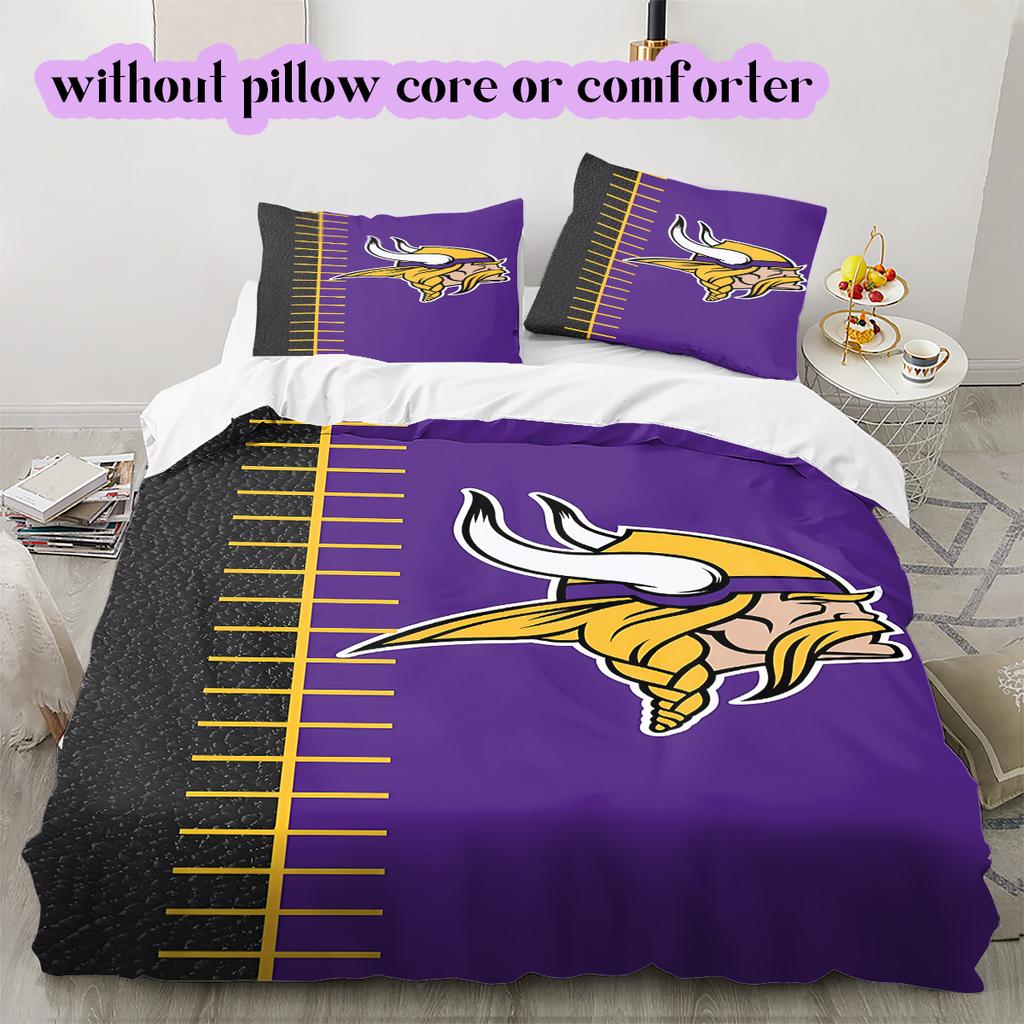 football Logo Pattern Bedding Quilt Set Quilt Cover Pillowcase Home Decoration Birthday Gift (1*duvet cover+ 2*pillowcase, without core)