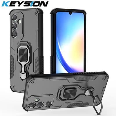 KEYSION Coque Armure Antichoc pour Samsung A55 5G A35 A26 Silicone+PC Support Anneau Métallique Vertical Housse Arrière de Téléphone pour Galaxy M16 5G