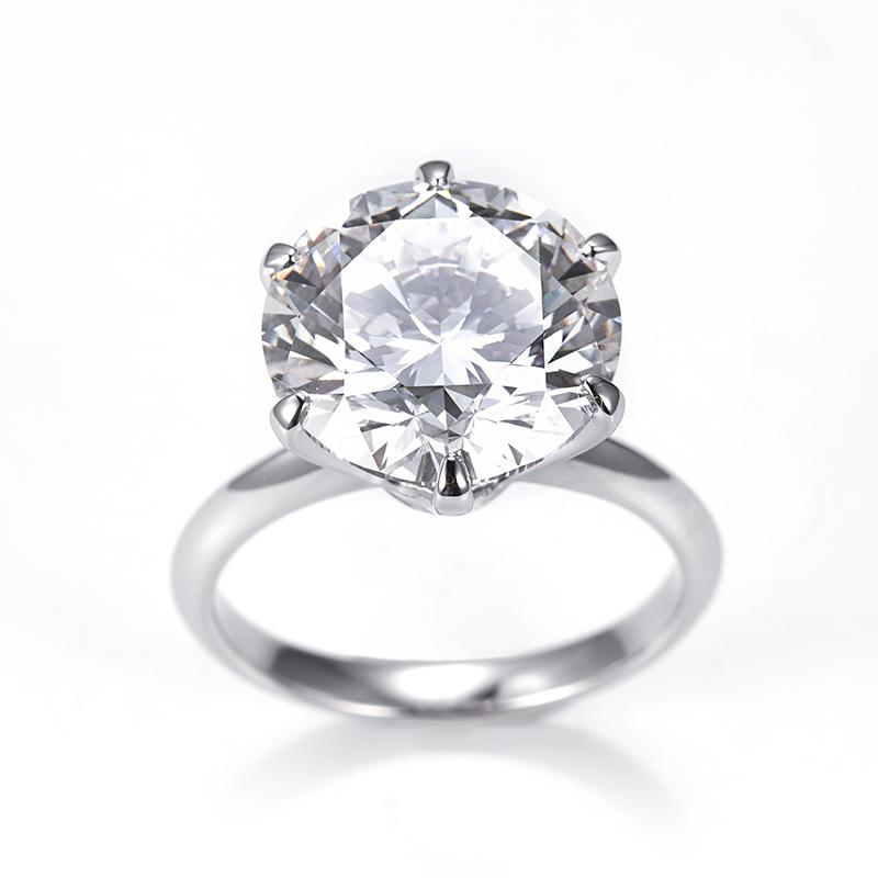 Messi Jewelry 18K White Gold Round Cut Lab Diamond Women Luxury Engagement Rings