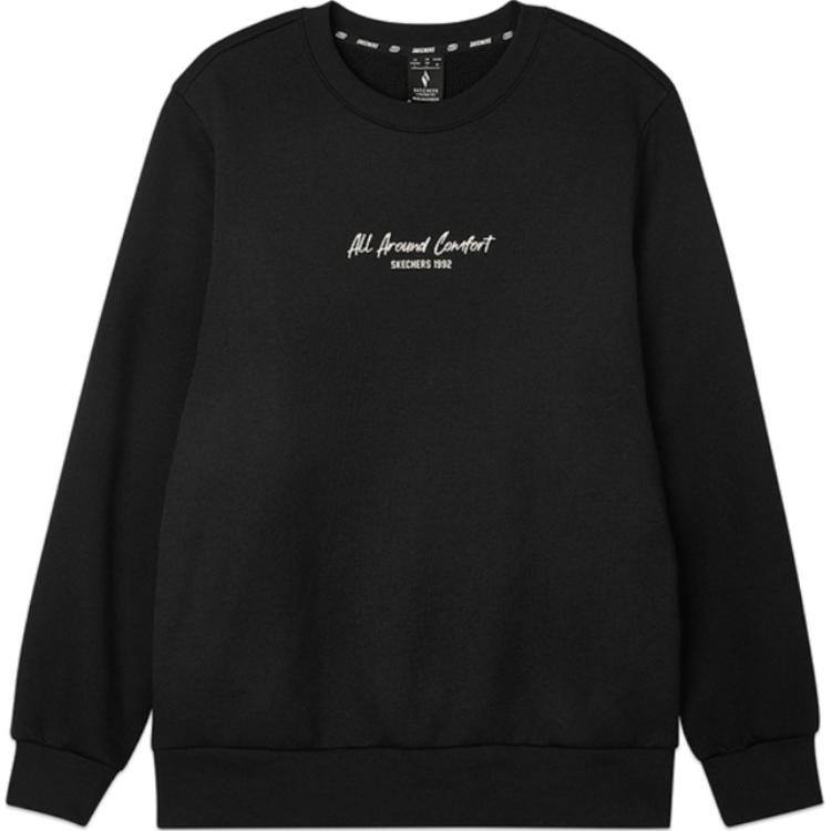 Skechers Casual Simple Round Neck Pullover Sweatshirt Men sweatshirt Carbon-Black L424U100-0018 XS