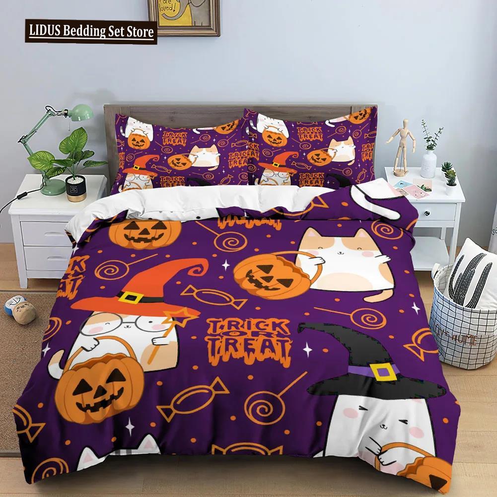 3D Skull Bedding Set Halloween Bats Duvet Cover Skull Polyester Comforter Cover Set Double King Queen Kids Polyester Quilt Cover