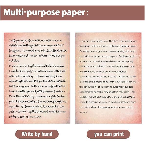 60 Sheets Retro Pink Stationery Paper, Pink Letter Paper Cute Writing Paper, Pink Copy Paper Pastel Colored Paper Computer Printer Paper