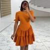 European and American Summer New African Temperament Commuter Style High Waist Pleated Ruffle Edge Dress