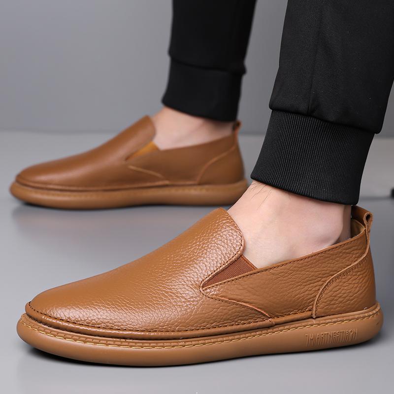 Loafers All-match Social Flats Mens Slip On Shoes Fashion Outdoor Walking Shoes Men All-match Sneakers Leather Office Footwear
