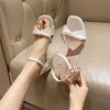 French Style with Skirt Thick Heel Sandals Female Summer 2025 New Temperament Fairy Style Versatile and Comfortable Middle Heel Sandals