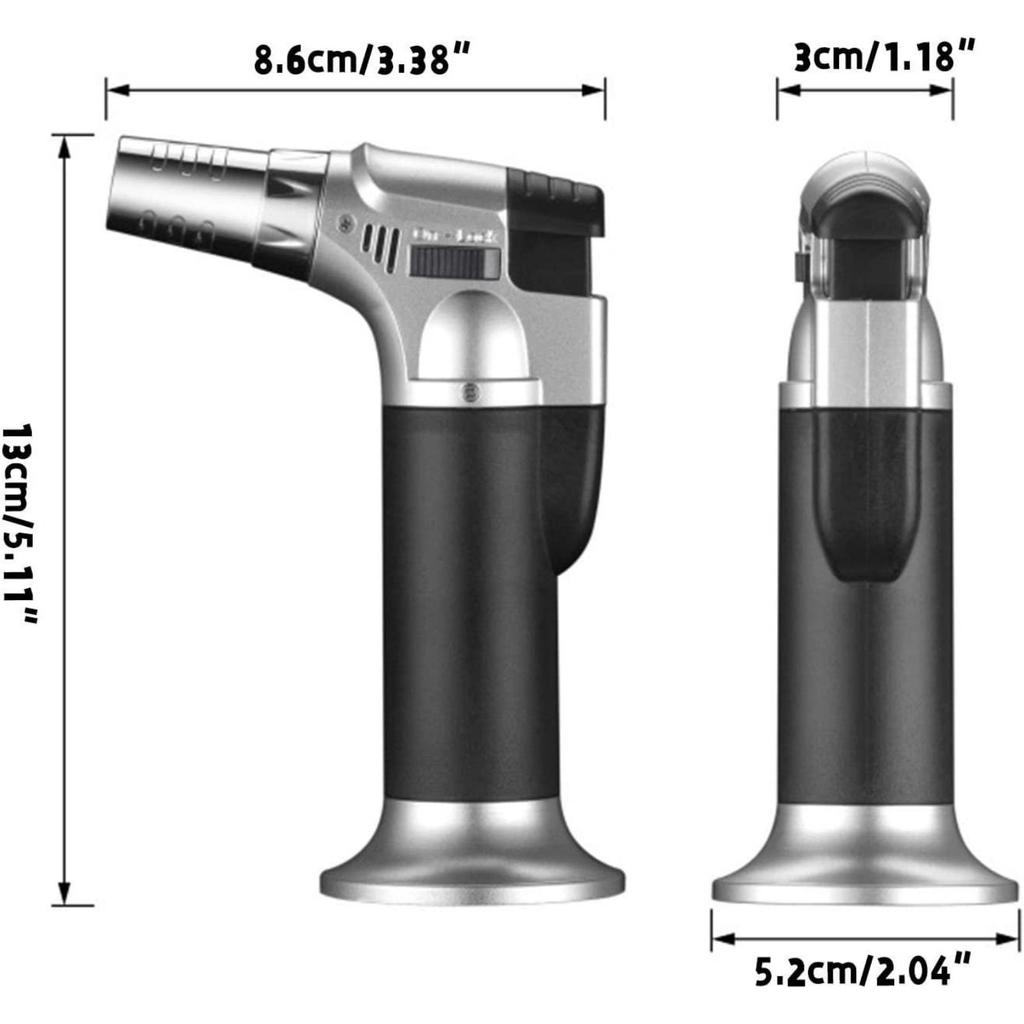 Butane Torch Lighter, Jet Flame Torch Lighter, Adjustable, Dual Flame, Windproof, Rechargeable, Continuous Flame