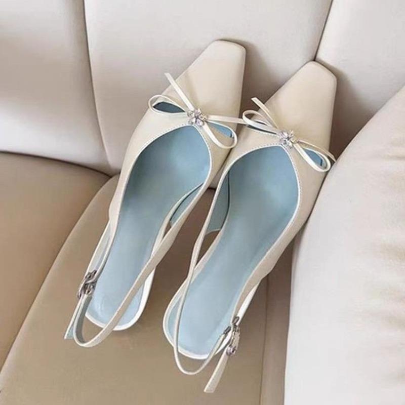 

Fashion Summer High Heel Butterfly-knot Women Sandal Fashion Pointed Toe Singbacks Shoes Ladies Elegant Dancing Party Pump Zapatos Mujer 35 бежевый