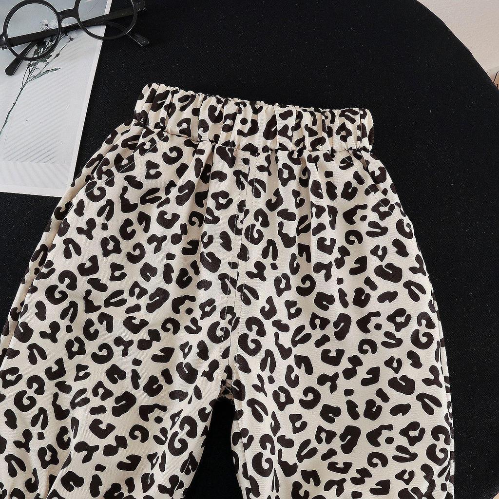 Boys' 2026 Summer Leopard Print Shirt & Pants Set – Stylish Short-Sleeve Two-Piece Outfit