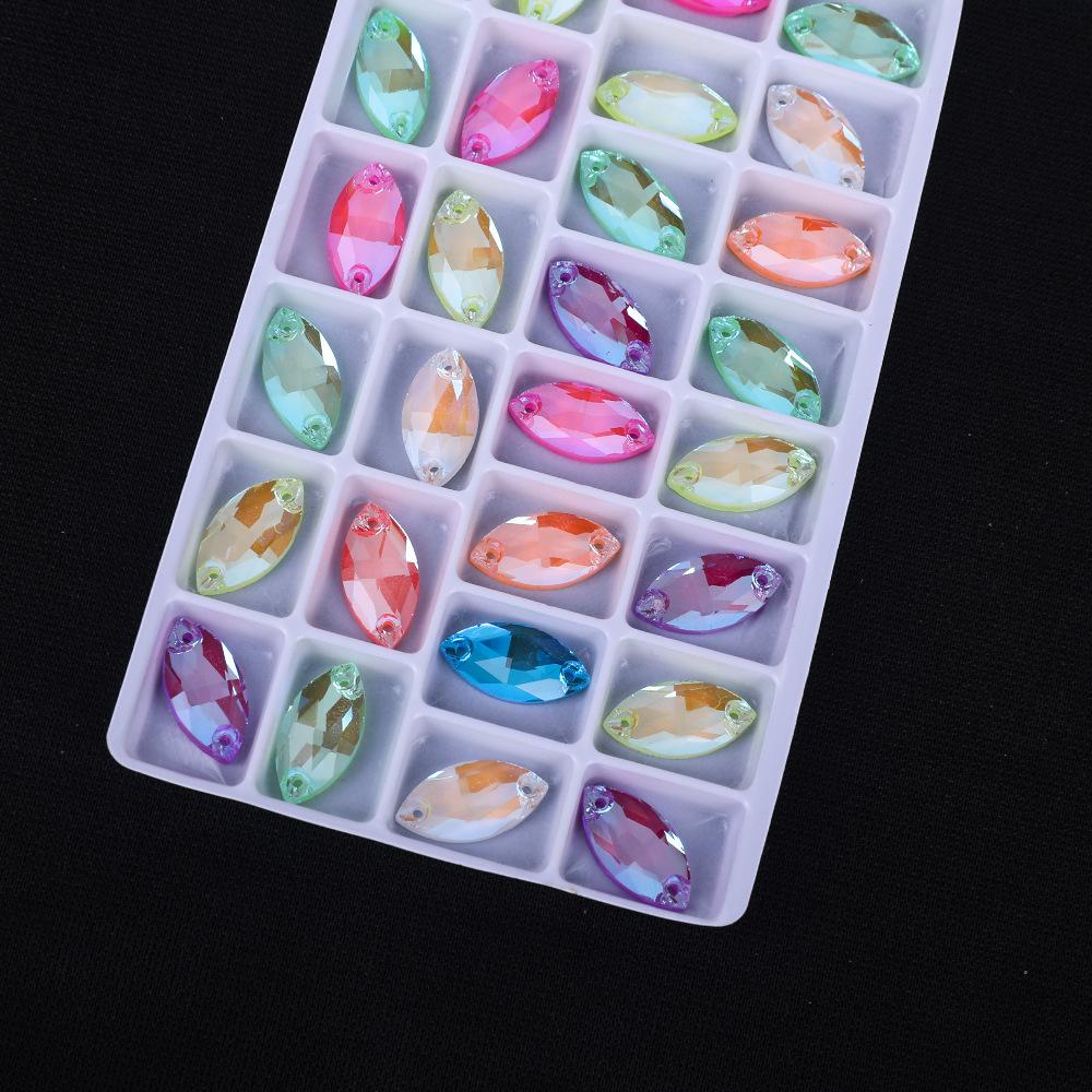 Neon Fluorescent Horse Eye Hand Sewn Drill, Glass Rhinestone Flat Buckle Diy Accessories Clothing Wedding Materials Accessories