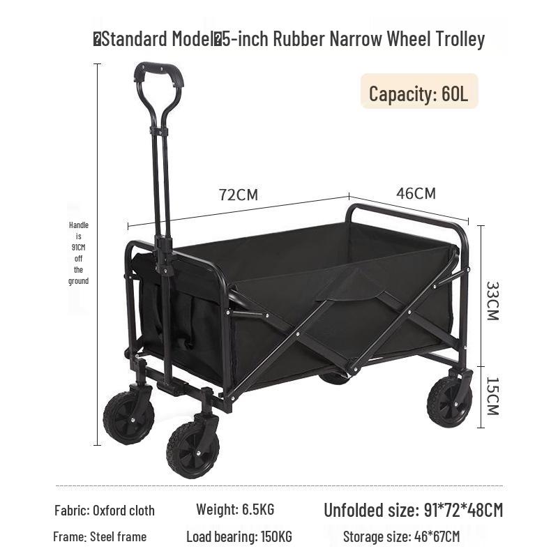 Collapsible Outdoor RV Camp Trolley - Compact Handcart for Express Delivery and Gathering Essentials