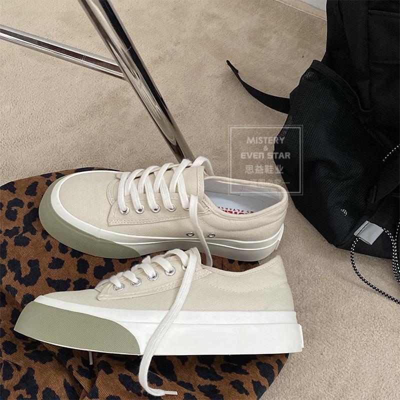 New simple style thick-soled big-headed canvas shoes, student versatile little white shoes, women's 533