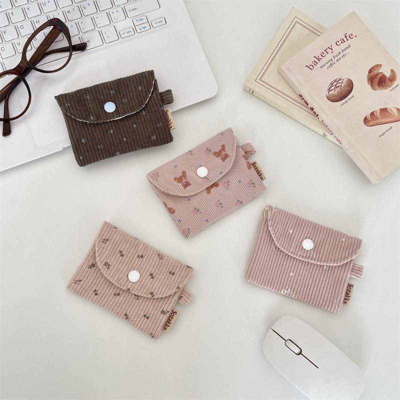 Corduroy Small Change Bag Card Bag Coin Storage Student Wallet Card Bag ID Bag