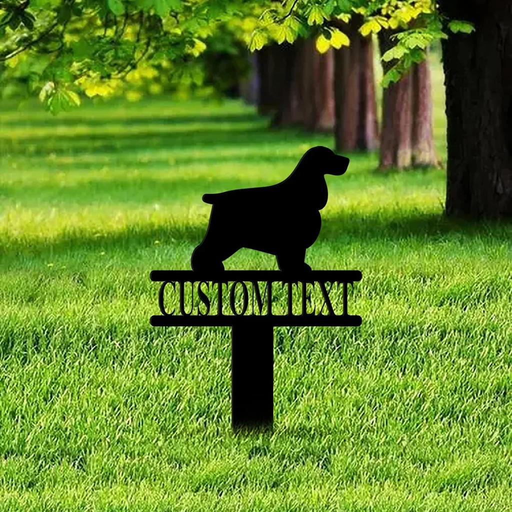 Personalized English Spaniel Metal Yard Stake Custom Name Garden Sign