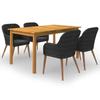 VidaXL Garden Dining Set 5 Pcs Black, Dark Grey, Solid Acacia Wood with Oil Finish, 150 X 90 X 74 Cm