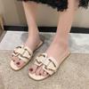 Foreign Trade Large Size Slippers Women's 2025 New Women's Summer Wear Metal Buckle Soft Bottom One-word Drag Square Head Sandals