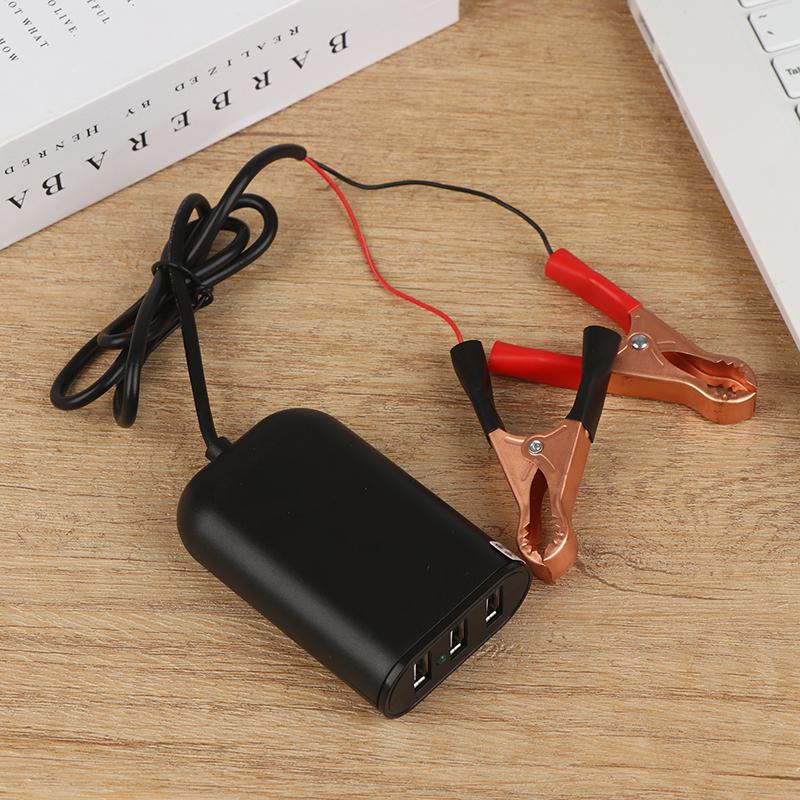 Portable Usb Power Adapter For Smart Phone Tablet Gps 12V 24V To 5V 2.1A Converter With Battery Clip 3 Ports Charging Adapter
