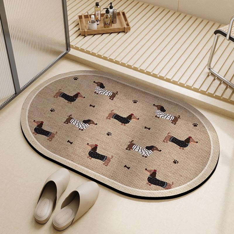 Diatomite Super Absorbent Non-Slip Bathroom Mat Toilet Anti-Skid Bathtub Foot Mat Kitchen Living Room Floor Mat Entrance Doormat