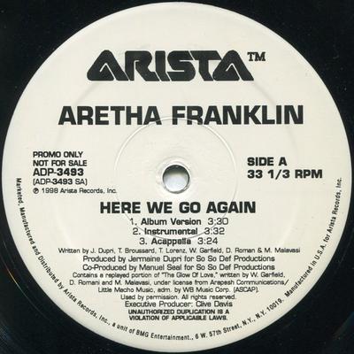 12inch Record ARETHA FRANKLIN - Here We Go Again ADP3493 Arista 1998 US Soul/Funk Used