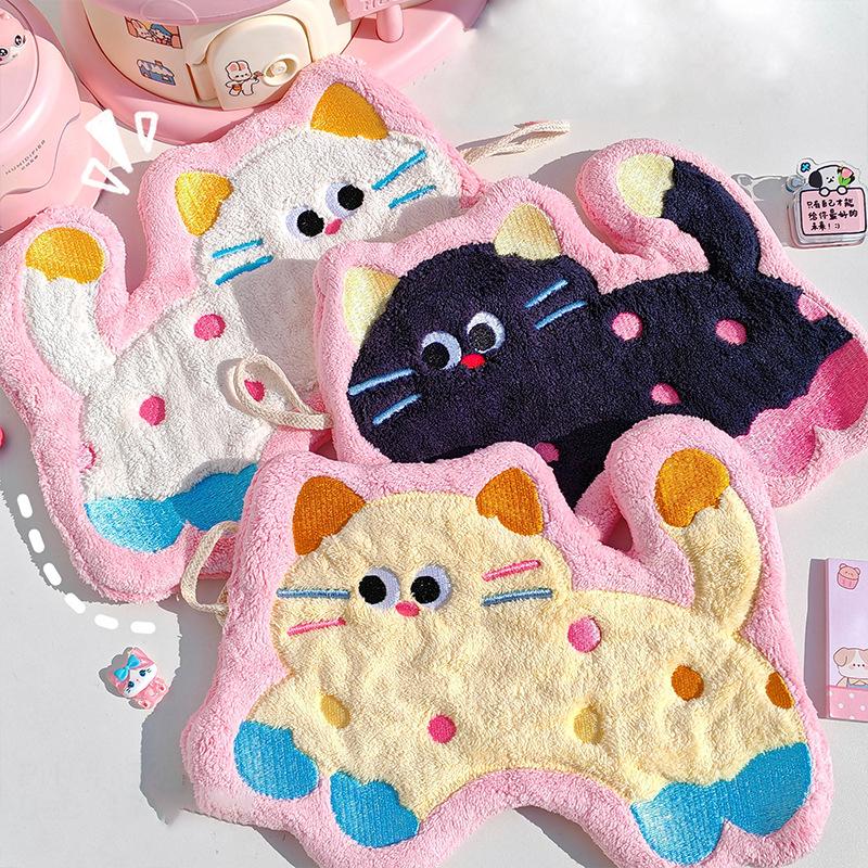 Bathroom Absorbent Hand Towel Kawaii Thickened Handkerchief Wall Hanging Hand Cloth Kitchen Hand Towel Room Decor