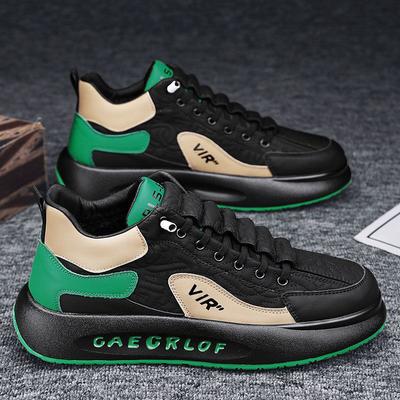 Herren Koreanische Version Leder Board Schuhe für Herbst und Winter Dicke Sohlen mit Komfortablem Leichtem Design Mesh-Futter