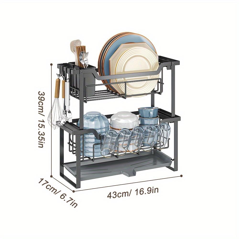 1pc Drain Rack Kitchen Dish Rack Sink Side Dishware and Tableware Storage Rack Modern Countertop Narrow Storage Rack Installation-free Rack